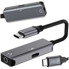 NEW Adapter USB-C z mini vtičem 3,5 mm USB-C tipa C za glasbo in polnjenje sive barve