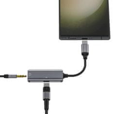 NEW Adapter USB-C z mini vtičem 3,5 mm USB-C tipa C za glasbo in polnjenje sive barve