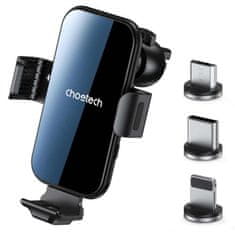 NEW Choetech Avtomobilski nosilec za telefon z induktivnim polnilnikom QI na rešetki + magnetni nasveti Črna