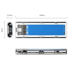 NEW Ohišje Orico M.2 SDD, NVME, USB-C 3.1 Gen.2, 10 Gb/s (modro)