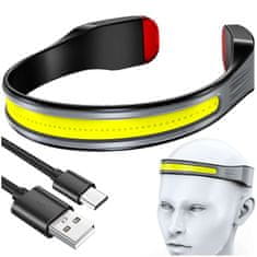 NEW Čelna svetilka LED COB za vožnjo s kolesom močna polnilna svetilka USB tipa C Alogy čelo IPX4 črna