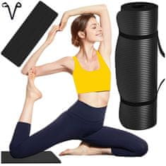 Miramarket Joga Fitness Pilates gimnastika mat 185x58 1cm Alogy nedrseča vodoodporna črna