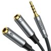 Ugreen UGREEN AV192 Zvočni razdelilnik AUX kabel mini jack 3,5 mm (moški) za slušalke + mikrofon (ženski), 20 cm (siv)