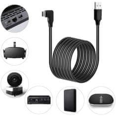 NEW Kabel za očala za navidezno resničnost Alogy USB na kabel USB Type-C 5 m za Oculus Link Quest 1 2 Black