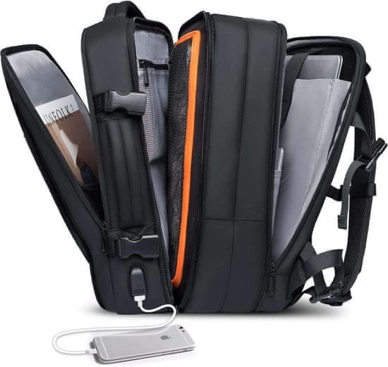 NEW Bange BackPack poslovni potovalni nahrbtnik razširljiva torba prostorna za 17,3" prenosni računalnik z USB vhodom črna