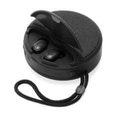 NEW Alogy 2v1 TWS prenosni brezžični zvočnik Bluetooth slušalke BT Vodoodporna črna