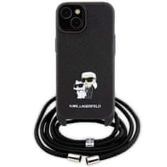 Karl Lagerfeld Karl Lagerfeld KLHCP15MSAKCPSK etui za iPhone 15 Plus 6,7" hardcase black/black Crossbody Saffiano Metal Pin Karl &amp; Choupette