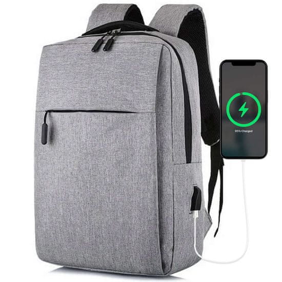 Miramarket Nahrbtnik torba za prenosni računalnik 15,6" velika vodoodporna z USB vhodom Unisex 41x29x12cm za letalo Alogy nahrbtnik Grey