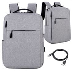 Miramarket Nahrbtnik torba za prenosni računalnik 15,6" velika vodoodporna z USB vhodom Unisex 41x29x12cm za letalo Alogy nahrbtnik Grey