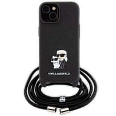 Karl Lagerfeld Karl Lagerfeld KLHCP15SSAKCPSK etui za iPhone 15 6,1" hardcase black/black Crossbody Saffiano Metal Pin Karl &amp; Choupette