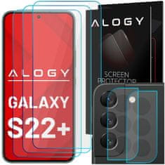 NEW 3x kaljeno steklo 9H za zaslon + 2x Alogy Glass Pack za objektiv kamere Galaxy S22 Plus
