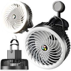 Miramarket Namizni ventilator z LED lučjo 2v1 Alogy prenosni viseči stoječi brezžični viseči zunanji mini ventilator kavelj imetnik črna