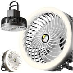 Miramarket Namizni ventilator z LED lučjo 2v1 Alogy prenosni viseči stoječi brezžični viseči zunanji mini ventilator kavelj imetnik črna