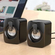 NEW USB 2.0 Alogy Mini stereo žični zvočniki HIFI računalniški zvočniki z mikrofonom Črna
