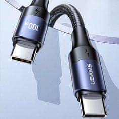 USAMS USAMS kabel USB-C na USB-C 100W PD Fast Charge QC FCP 3 m črn