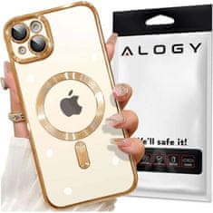 Miramarket MagSafe ohišje za iPhone 15 Glamour Luxury Case Slim Ring Alogy Gold Transparent