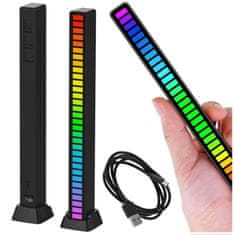 Miramarket RGB LED svetilka USB utripajoči glasbeni trak Smart Bar 18cm barva 32bit Gaming Alogy Black