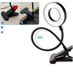 Miramarket LED fleksibilna obročna svetilka Alogy clip ring desk flexible univerzalni daljinski upravljalnik USB Black