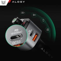 NEW FM avtomobilski oddajnik Alogy Polnilec USB QC 3.0 + USB-C PD Bluetooth MP3 predvajalnik