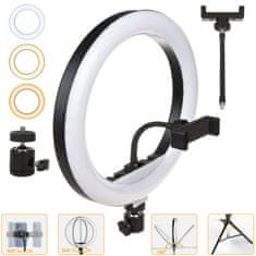 Miramarket LED Ring Lamp 70W 30cm Držalo za stativ za selfie fotografije Pilotna luč + stativ 220cm črna