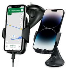 NEW Alogy S-Style držalo za telefon v avtomobilu z induktivnim polnilnikom Qi 10W za vetrobransko steklo in armaturno ploščo črno
