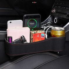 NEW Avtomobilsko držalo za skodelico, organizator telefona 2x USB za avto med sedeži Črno