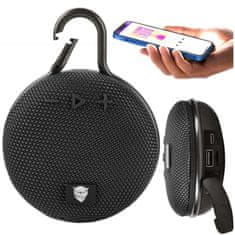 Miramarket Brezžični zvočnik Bluetooth 5.0 Majhen okrogel prenosni zvočnik s sponko micro SD/TF/AUX črn