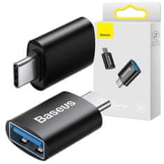 BASEUS Baseus Mini OTG adapter USB-A na USB-C tipa C črn