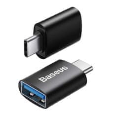 BASEUS Baseus Mini OTG adapter USB-A na USB-C tipa C črn