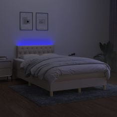 Vidaxl Box spring postelja z vzmetnico LED krem 120x200 cm blago