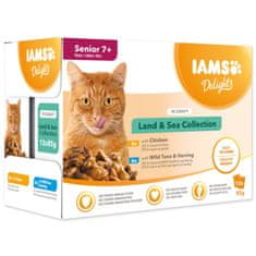 IAMS Kapsula Delights Senior morsko in kopensko meso v omaki 1020g (12x85g)