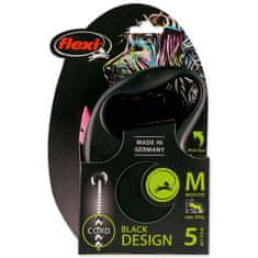 Flexi Povodec Black Design kabel M roza 5m