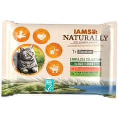 IAMS Naturally Senior morsko in kopensko meso v omaki, večpaket 340g (4x85g)