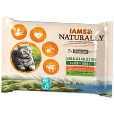 IAMS Naturally Senior morsko in kopensko meso v omaki, večpaket 340g (4x85g)