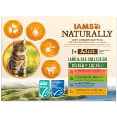 IAMS Kapsula Naturally Adult morski sadeži in meso s kopnega v omaki multipack 1020g (12x85g)