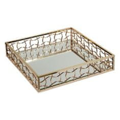 BigBuy Pladenj Gold Crystal Brass (30 x 30 x 6 cm)