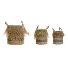 DKD Home Decor Košarica komplet DKD Home Decor Fibre Fringe (35 x 35 x 45 cm)