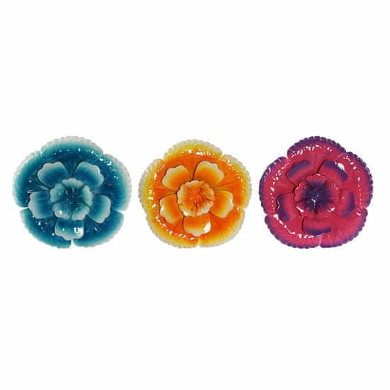 DKD Home Decor Stenska dekoracija DKD Home Decor Flower Metal (3 kosi) (16 x 2 x 16 cm)