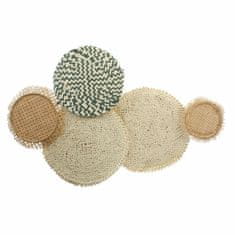 DKD Home Decor Stenska dekoracija DKD Home Decor Linen Rattan Circles (96 x 6 x 60 cm)