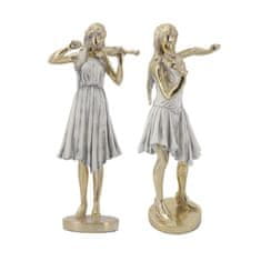 DKD Home Decor Dekorativna figura DKD Home Decor Golden White Resin Music (26,5 x 20 x 60 cm) (2 kosa)