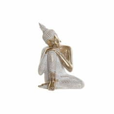 DKD Home Decor Dekorativna figura DKD Home Decor Golden Buddha White Resin (15 x 12 x 21 cm)