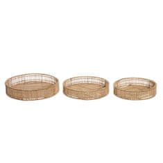 DKD Home Decor Komplet pladnjev DKD Home Decor Natural Rattan (41 x 41 x 7,5 cm) (3 kosi)