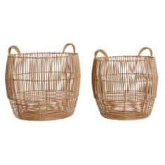 DKD Home Decor Košarica komplet DKD Home Decor Metal Rattan (40 x 40 x 38 cm)