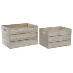 DKD Home Decor Komplet okrasnih škatel DKD Home Decor Wood Boho (2 kosa)