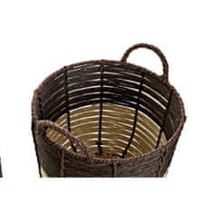 DKD Home Decor Košarica komplet DKD Home Decor Brown Natural Wood Rope Boho 37 x 36 x 39,5 cm (3 kosi)