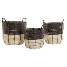 DKD Home Decor Košarica komplet DKD Home Decor Brown Natural Wood Rope Boho 37 x 36 x 39,5 cm (3 kosi)