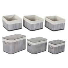 DKD Home Decor Košarica komplet DKD Home Decor Beige Grey Bamboo MDF Wood 51 x 35 x 33 cm (6 kosov)