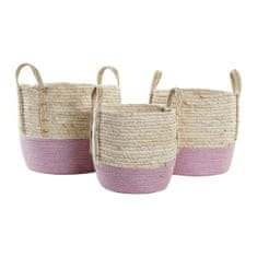 DKD Home Decor Komplet košar DKD Home Decor Rope Natural Fibre (3 kosi) (30 x 30 x 26 cm)