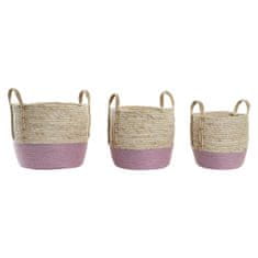 DKD Home Decor Komplet košar DKD Home Decor Rope Natural Fibre (3 kosi) (30 x 30 x 26 cm)