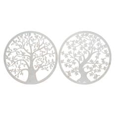 DKD Home Decor Stenska dekoracija DKD Home Decor Tree Golden Metal White Boho (2 enoti) (40 x 1 x 40 cm)